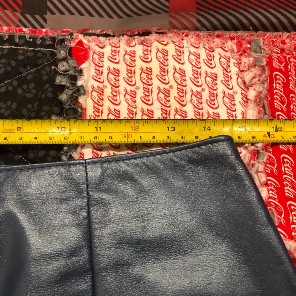 The Leather Ranch metallic blue leather skirt and jean style jacket - Picture 5 of 12